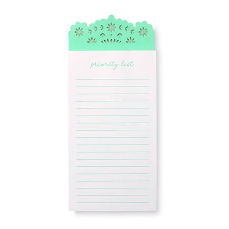 Roobee Laser Cut Mint Floral Magnetic Notepad