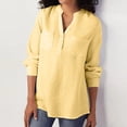thumbnail image 2 of Scyoekwg Womens Long Sleeve Shirts Fall Going Out Tops Pullover V Neck Tunic Tops Classic Solid Color Casual Loose Fit Blouses Comfy Lightweight 2024 Fashion Autumn Yellow L, 2 of 8