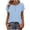 Light Blue, variant on Lenago Women's Tops Tops for Women Women's Fashionable Spring And Summer Clothing Unisex Fashionable Printed Base T-Shirt Button-Up Short-Sleeved Round-Neck Top/Shirt Wine XXL