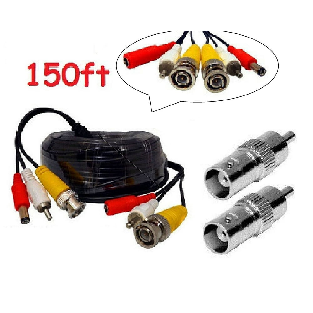 150Ft BNC Video/Power/Audio Cable with extension for Zmodo Security Cameras, 150Ft BNC Video