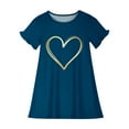 thumbnail image 3 of OGLCCG Little Girls Nightgown Cute Heart Print Soft Crewneck Short Sleeve Sleepwear Loose Fit Tie Dye Lightweight Nightdress 3-12 Years, 3 of 3