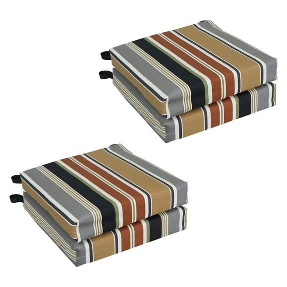 Blazing Needles 16-inch Spun Polyester Patterned Outdoor Square Chair Cushions (Set of 4)