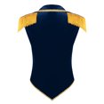 thumbnail image 6 of TiaoBug Women's Ringmaster Tailcoat Circus Role Play Costume Velvet  Sleeveless Tassel Steampunk Jacket Top Dark Blue XXL, 6 of 7