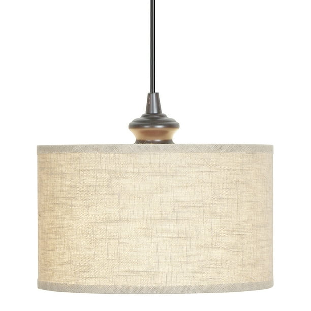 Instant Pendant Recessed Light Conversion Kit Brushed Bronze Linen Drum Shade Com Instant Pendant Recessed Light, Drum Shade Conversion Kit