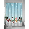 thumbnail image 5 of Christmas Snowman Shower Curtain Set, Waterproof Shower Curtains for Bathroom, Teal Blue Xmas Tree Winter Snowflakes Washable Fabric Cloth Bath Curtain for Bathtub Decoration with Hooks 48x72 Inches, 5 of 6