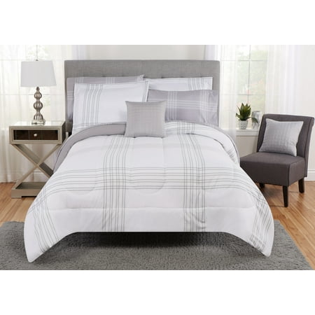 Mainstays Large Plaid Grey And White Bed In A Bag Bedding Set Multiple Sizes Mainstays Large Plaid Grey And White Bed In A Bag Bedding Set Multiple Sizes