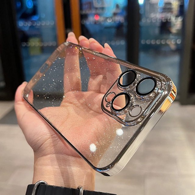 Luxury Electroplated Glitter Phone Case For IPhone 11 15 12 13 14 Pro Max Protective Shell Clear Transparent Shockproof Cover