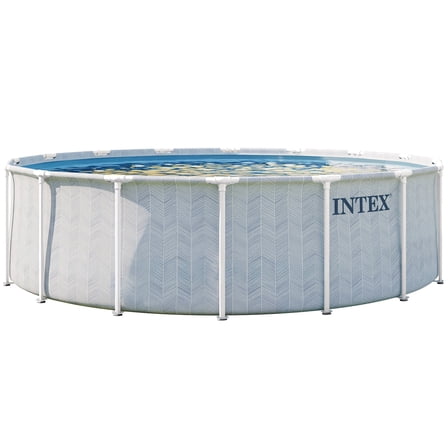 Intex: Prism Frame Premium Pool Set - Chevron, 16ftx48in, Above Ground Swimming Pool, Cartridge Filter Pump, Puncture Resistant, T-Joint Snap Assembly
