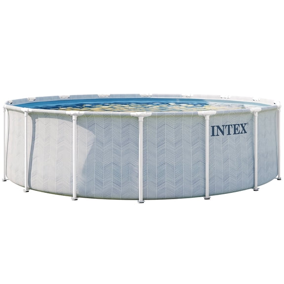 Intex: Prism Frame Premium Pool Set - Chevron, 16ftx48in, Above Ground Swimming Pool, Cartridge Filter Pump, Puncture Resistant, T-Joint Snap Assembly