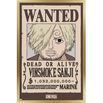 One Piece - Vinsmoke Sanji Wanted Poster Wall Poster, 14.725" x 22.375" Framed