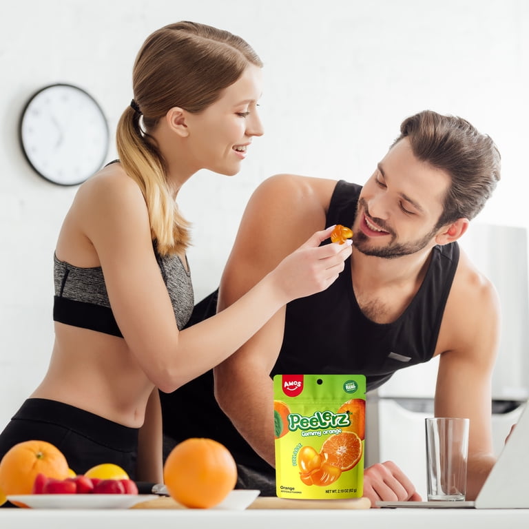 AMOS Peelable Orange Gummies Resealable 2.19oz Bag Pack of 3 with