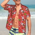thumbnail image 7 of Xecao Cute Christmas Bunny Print Hawaiian shirt - A Stylish Short-Sleeve Button-Down for Men, Perfect for Casual Beach and Tropical Outings.,3X-Large, 7 of 7