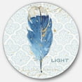 thumbnail image 1 of Designart 'Blue Damask Feather' Farmhouse Metal Circle Wall Art, 1 of 3