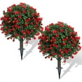 thumbnail image 4 of Ongmies Artificial Boxwood Topiary Tree with Rose – Single Shrub Bush Set with Ground Spike, Uv-Resistant Fake Evergreen for Indoor/Outdoor Porch & Planters, 4 of 9