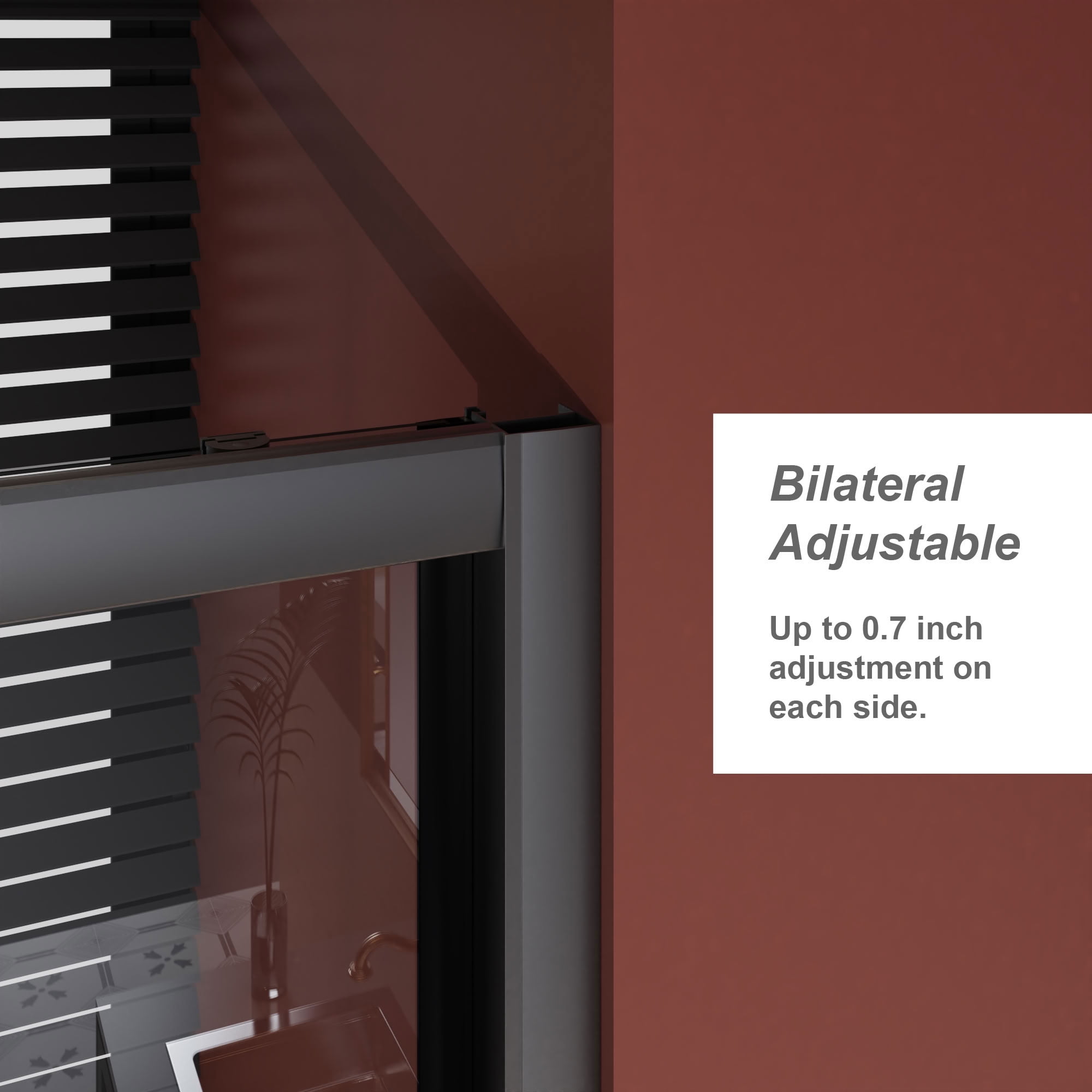 MAYEERTY Single Sliding Bathtub Door, Black Aluminum Frame, 1/5" Tempered Glass with Stainless Steel Handle, Silent Sliding & Waterproof