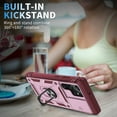 thumbnail image 6 of Compatible with Samsung Galaxy S24 Ultra with Sliding Cover Lens Protection & Kickstand, Built-in 360° Rotate Ring Stand Magnetic Card Slot Hybrid Cover Case for Samsung Galaxy S24 Ultra, Pink+Winered, 6 of 11