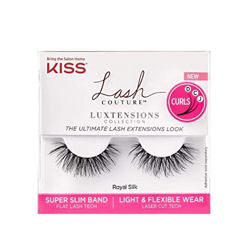 KISS Lash Couture LuXtensions Collection False , Flat Lash Technology, Super Slim Lash Band, Real Lash Extension Fibers, Reusable, Contact Lens Friendly Strip Lashes, Style Royal Si