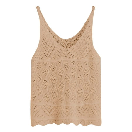 

CYMMPU Women Clothing Women s Sleeveless Summer Shirts Cami Vest V Neck Tank Streetwear Cropped Tank Sexy Bustier Slim Fit Crop Tops Khaki