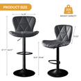 thumbnail image 3 of ClinQ Swivel Adjustable Bar Stools Set of 2, PU Leather Counter Height Bar Chairs with 360° Swivel, Hydraulic Lift, Footrest, Darkgray, 3 of 6