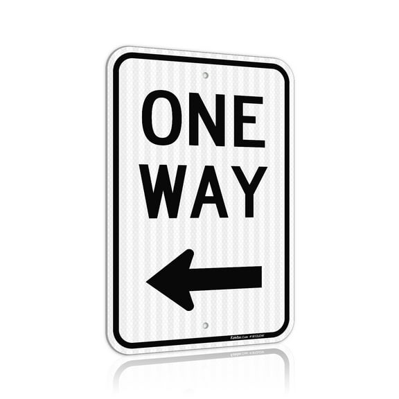 Faittoo One Way Sign with Left Arrow, 18x12 Inches Engineer Grade Reflective Rust Free Aluminum Sign