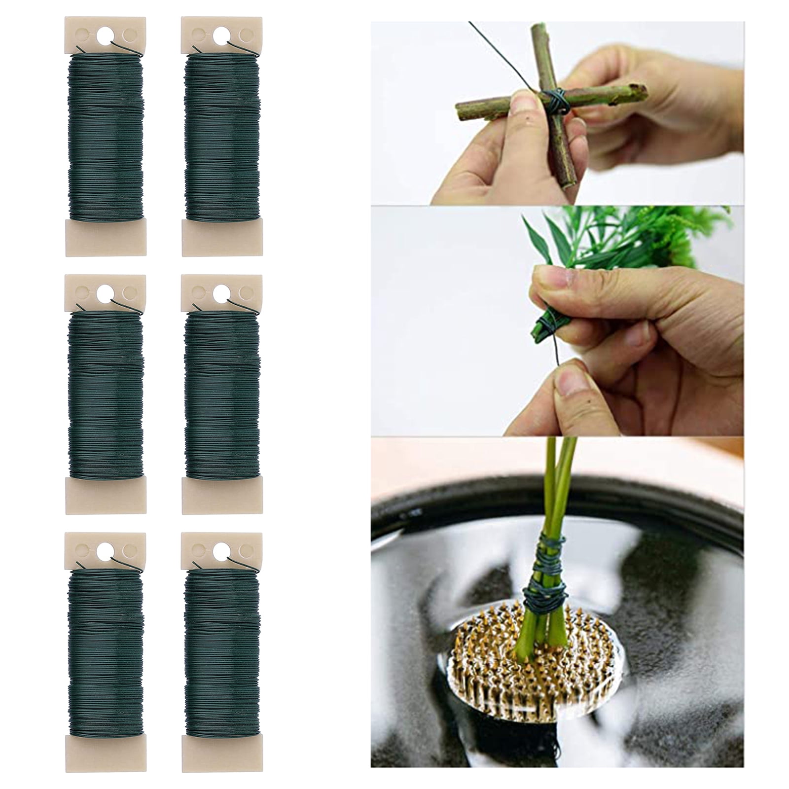 Green Reel Wire Lacquered Florist Rose Wire Roll Floristry Crafts Supplies