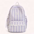 thumbnail image 7 of Women Bow Print Backpack with Multi-Pocket, Lace Trim Large Capacity School Bag for Travel Shopping (Purple), 7 of 7