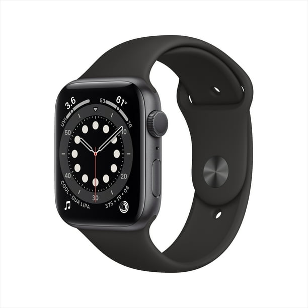 Apple Watch Series 6 Gps 44mm Space Gray Aluminum Case With Black Sport Band Regular Walmart Com Walmart Com
