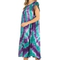 thumbnail image 3 of Sakkas Trila Women's Casual Summer Lace Boho Short Sleeve Midi Loose Dress Flowy - GreenPurple - Plus Size, 3 of 5