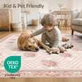 thumbnail image 4 of ODIKA 3'x5' Washable Accent Rug Vintage Pink Trellis Alfombra Para Cuarto Boho Scattered for Bedside, Nursery Room, Pet Friendly & Non-Shedding, 4 of 7