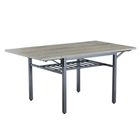 

YANSHE Folding Dining Table Fold Away Table With Adjustable Feet Thickened Iron Frame Extendable Tabletop Drop Leaf Dining Table For Kitchen Restaurant