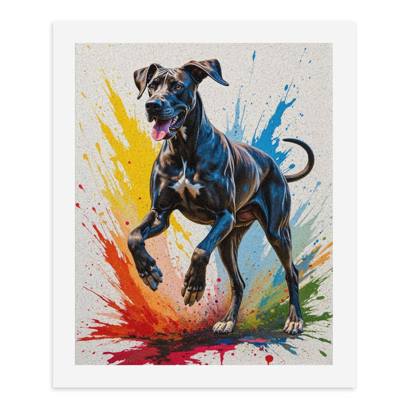 Paint By Numbers Kit for Adults Beginner - DIY Colorful Energetic Dog Splatter Art Canvas Painting Kits for Adults, Frameless Paint By Number for Adults for Home Wall Decor 16x20 Inch