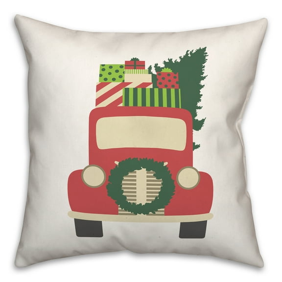 Creative Products Vintage Christmas Truck 18 x 18 Spun Poly Pillow