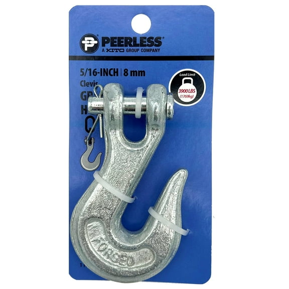 5/16" High Test Clevis Grab Hook, Grade 43, Forged Steel, Peerless Chain Company, #4719238