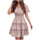 thumbnail image 1 of Vestido de Verano Corto Popular Floral en Capas Plisado Bohemio Manga Corta, Vestido de Verano Floral, 1 of 6