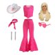 thumbnail image 4 of Disfraz rosa de película para niña, conjunto de ropa con Top estrellado y pantalones, vestido de princesa para fiesta de cumpleaños y Halloween, 2023, 4 of 5