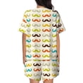 thumbnail image 3 of Bingfone Colorful Mustache Print Pajamas Sets for Women Soft Short-Sleeved Pjs with Lounge Shorts Two Piece Sleepwear, 3 of 8