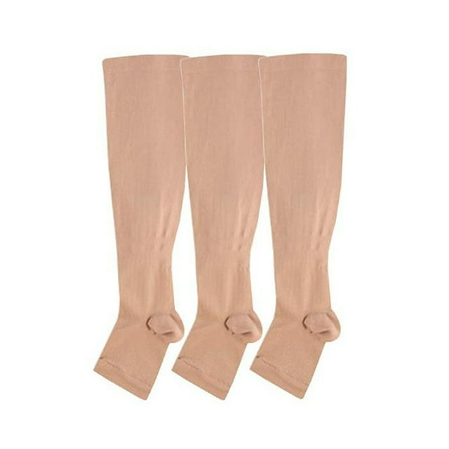 Medias para hombres y mujeres, medias de compresión hasta la rodilla, sin puntera, abiertas por arriba, tallas L/XL, deportivas