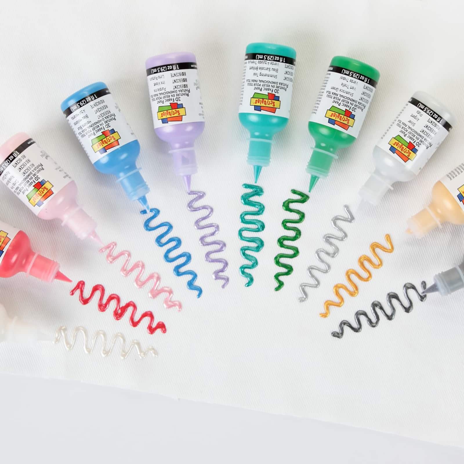 Scribbles Glitter & Iridescent 3D Fabric Paint Set