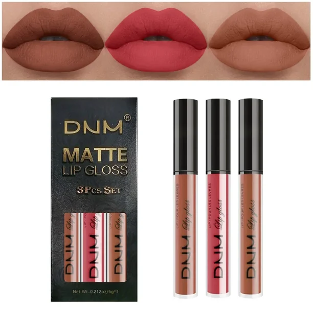 Juego de 3 colores de brillo de labios de terciopelo mate, taza antiadherente, lápiz labial líquido resistente al agua de larga duración, cosmético para mantener las 24 horas de maquillaje de moda