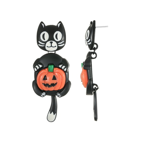 Way to Celebrate Halloween Black Cat Earring, 1 Pair