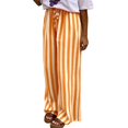 thumbnail image 2 of Womens Pants Colorblock Stripe Print Trousers Loose Straight Casual Summer Fall Work Pants Women Orange XXL, 2 of 5