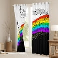 thumbnail image 3 of Manfei Musical Melody Curtains Pack of 2 (42x84 Each),Colorful Waves Striped Curtains Blackout,Music Notes Bedroom Curtains For Girls Kids,Breathable Home Decor, 3 of 6