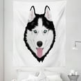 thumbnail image 1 of Husky Tapestry, Cartoon Drawn Tongue Out Siberian Dog Happy Blue Eyes on Plain Backdrop, Fabric Wall Hanging Decor for Bedroom Living Room Dorm, 5 Sizes, Charcoal Grey Grey Pink, by Ambesonne, 1 of 1