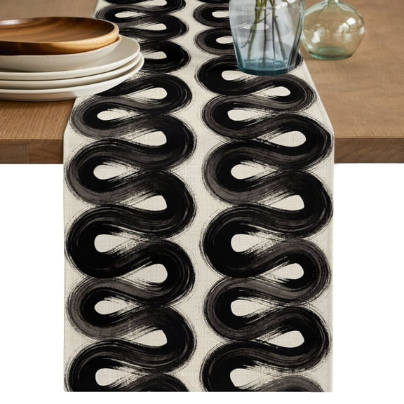 Table Runners 72 Inches Long Dress Scarves, Vintage Black Farmhouse Kitchen/Dining Table Decor Table Runner, Coffee Tablerunners, Rustic Farmhouse Art Retro Art 13x72 Inch