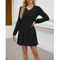 thumbnail image 4 of Elegant Ribbed V-Neck Knit Mini Dress | Soft Durable Fabric, Flattering Silhouette, Timeless Style for Brunch/Date/Evening | Breathable All-Season & Versatile, 4 of 30