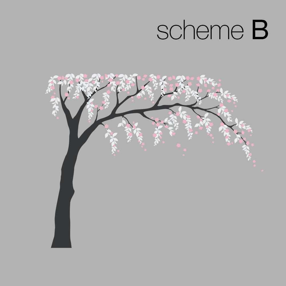 Weeping Willow Tree Decal with Cherry Blossoms - Scheme B