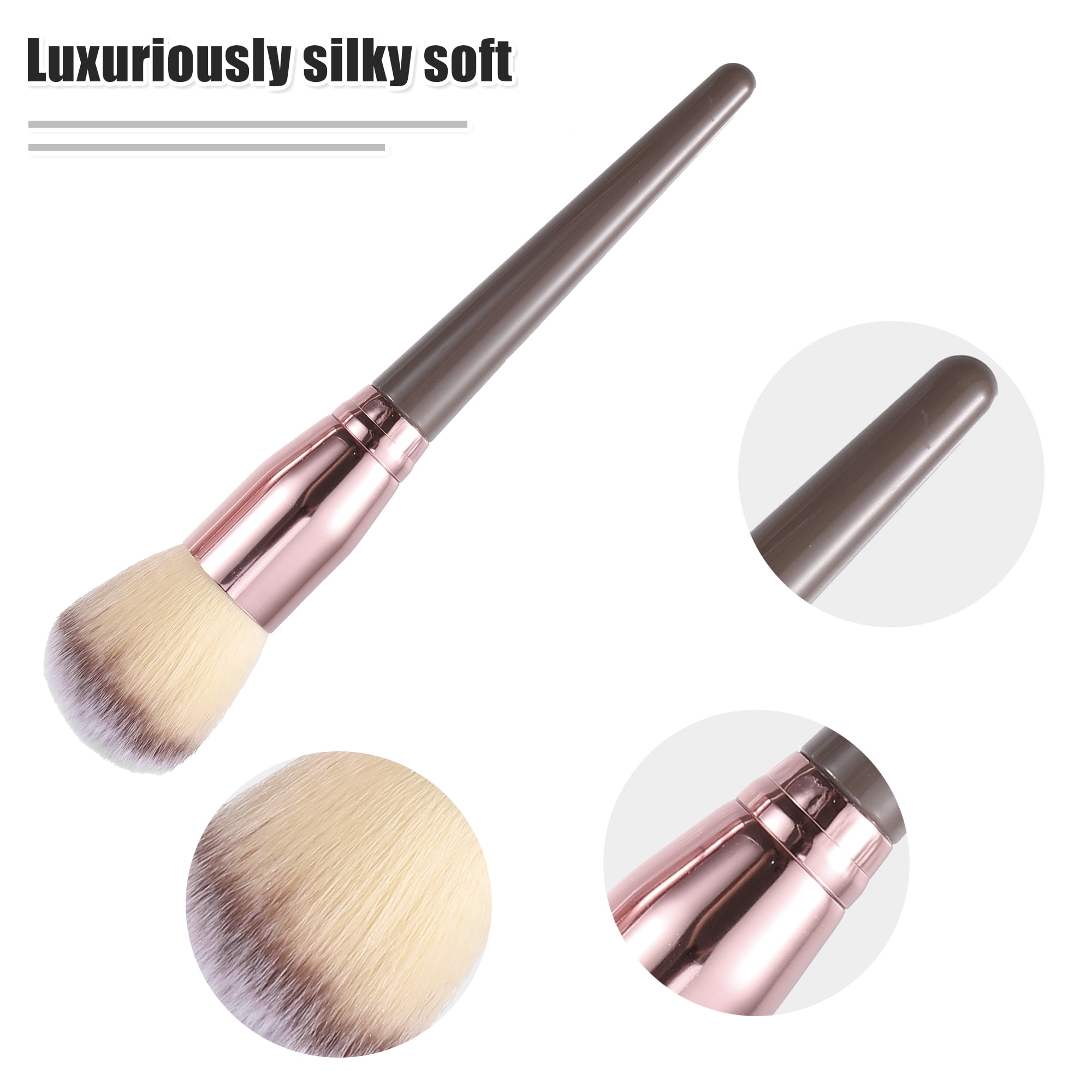 Unique Bargains 10 Pcs Travel Makeup Brush Kit for Concealer Blush Champagne