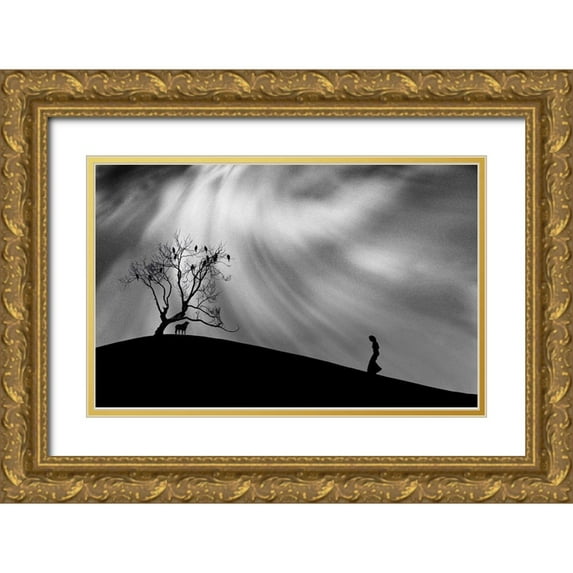 Hammer, Peter 32x22 Gold Ornate Wood Framed with Double Matting Museum Art Print Titled - Uphill Walk