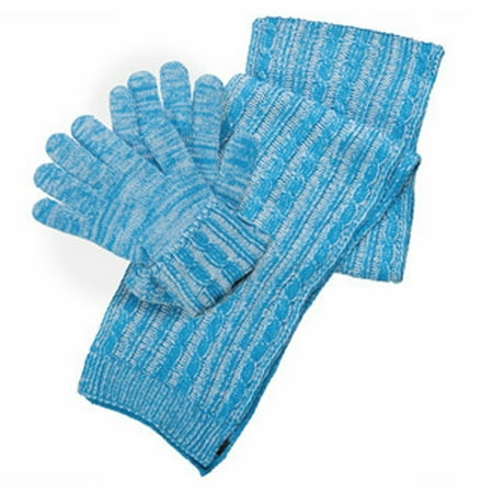 Isotoner Lightweight Gloves - Isotoner Women's Knit Gloves and Cable Scarf Gift Boxed Set Blue