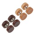 thumbnail image 3 of 2 Pairs Wood Barbell Stud Earring Illusion 16g Stainless Steel Pin Stud - (1.2x6x6mm), 16g, 3 of 5